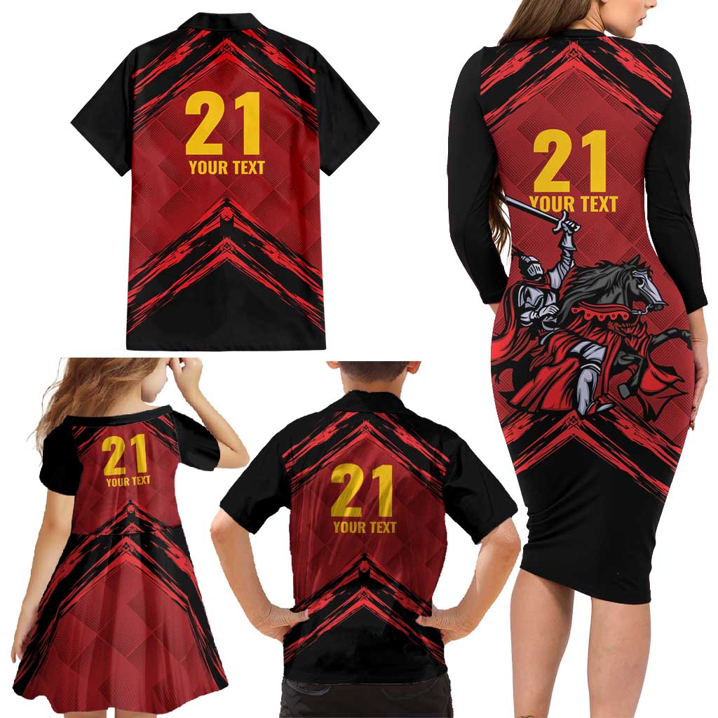 Custom Caribbean Cricket Trinidad and Tobago Cricket Family Matching Long Sleeve Bodycon Dress and Hawaiian Shirt TKR Champions 2025 Red Edition - Wonder Print Shop