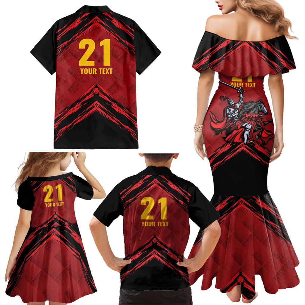 Custom Caribbean Cricket Trinidad and Tobago Cricket Family Matching Mermaid Dress and Hawaiian Shirt TKR Champions 2025 Red Edition - Wonder Print Shop
