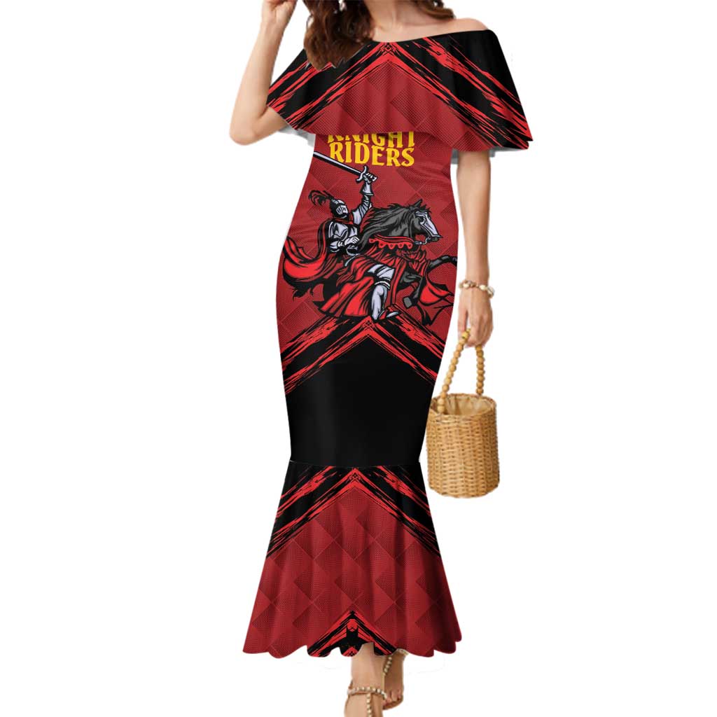 Custom Caribbean Cricket Trinidad and Tobago Cricket Family Matching Mermaid Dress and Hawaiian Shirt TKR Champions 2025 Red Edition - Wonder Print Shop