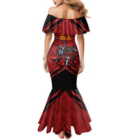 Custom Caribbean Cricket Trinidad and Tobago Cricket Family Matching Mermaid Dress and Hawaiian Shirt TKR Champions 2025 Red Edition - Wonder Print Shop