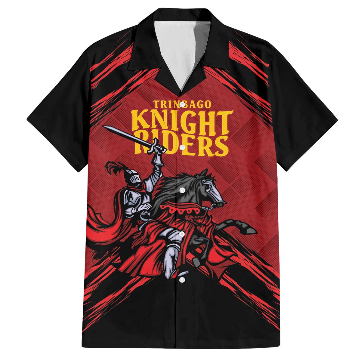 Custom Caribbean Cricket Trinidad and Tobago Cricket Family Matching Off The Shoulder Long Sleeve Dress and Hawaiian Shirt TKR Champions 2025 Red Edition - Wonder Print Shop