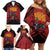 Custom Caribbean Cricket Trinidad and Tobago Cricket Family Matching Off Shoulder Short Dress and Hawaiian Shirt TKR Champions 2025 Red Edition - Wonder Print Shop