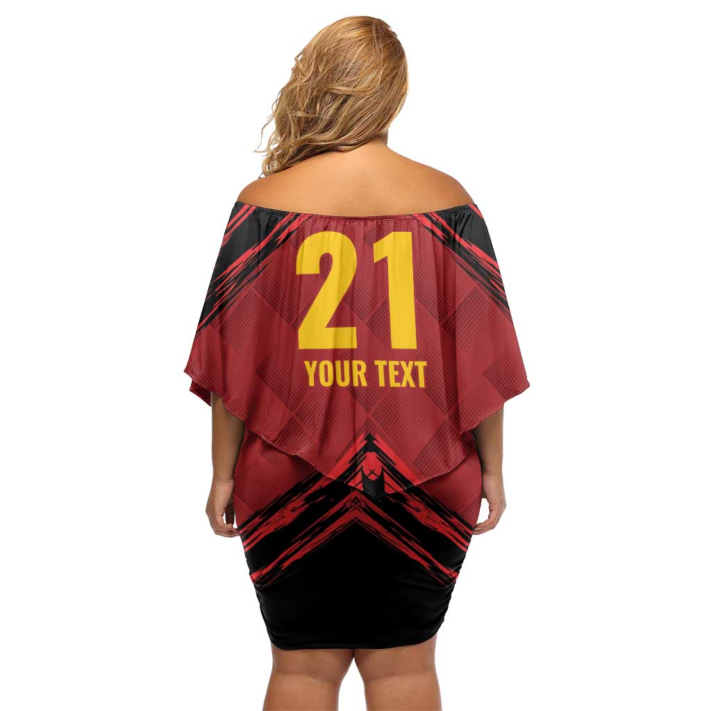 Custom Caribbean Cricket Trinidad and Tobago Cricket Family Matching Off Shoulder Short Dress and Hawaiian Shirt TKR Champions 2025 Red Edition - Wonder Print Shop