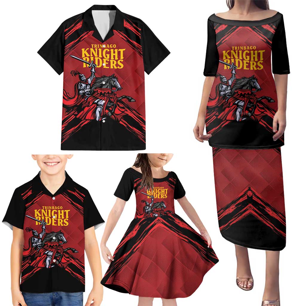Custom Caribbean Cricket Trinidad and Tobago Cricket Family Matching Puletasi and Hawaiian Shirt TKR Champions 2025 Red Edition - Wonder Print Shop