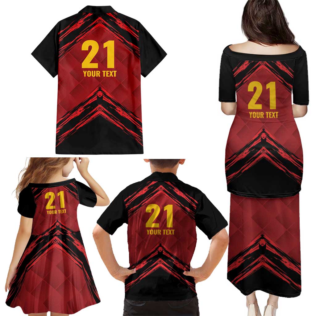Custom Caribbean Cricket Trinidad and Tobago Cricket Family Matching Puletasi and Hawaiian Shirt TKR Champions 2025 Red Edition - Wonder Print Shop