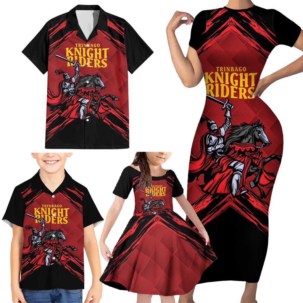 Custom Caribbean Cricket Trinidad and Tobago Cricket Family Matching Short Sleeve Bodycon Dress and Hawaiian Shirt TKR Champions 2025 Red Edition - Wonder Print Shop