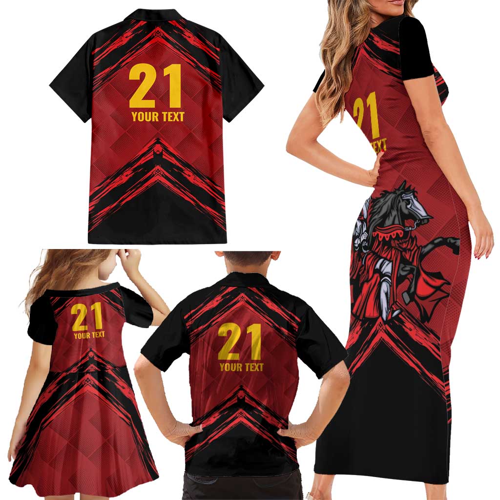 Custom Caribbean Cricket Trinidad and Tobago Cricket Family Matching Short Sleeve Bodycon Dress and Hawaiian Shirt TKR Champions 2025 Red Edition - Wonder Print Shop