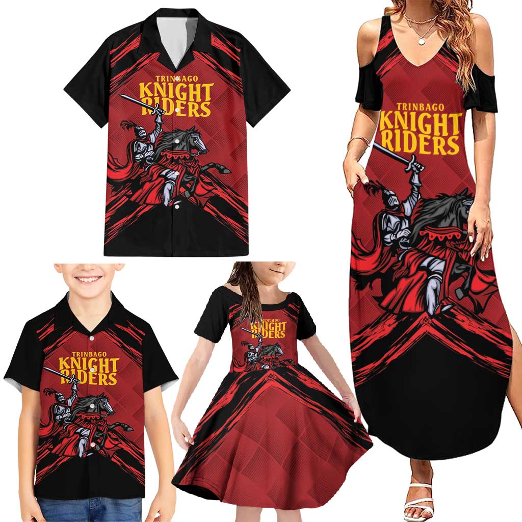 Custom Caribbean Cricket Trinidad and Tobago Cricket Family Matching Summer Maxi Dress and Hawaiian Shirt TKR Champions 2025 Red Edition - Wonder Print Shop