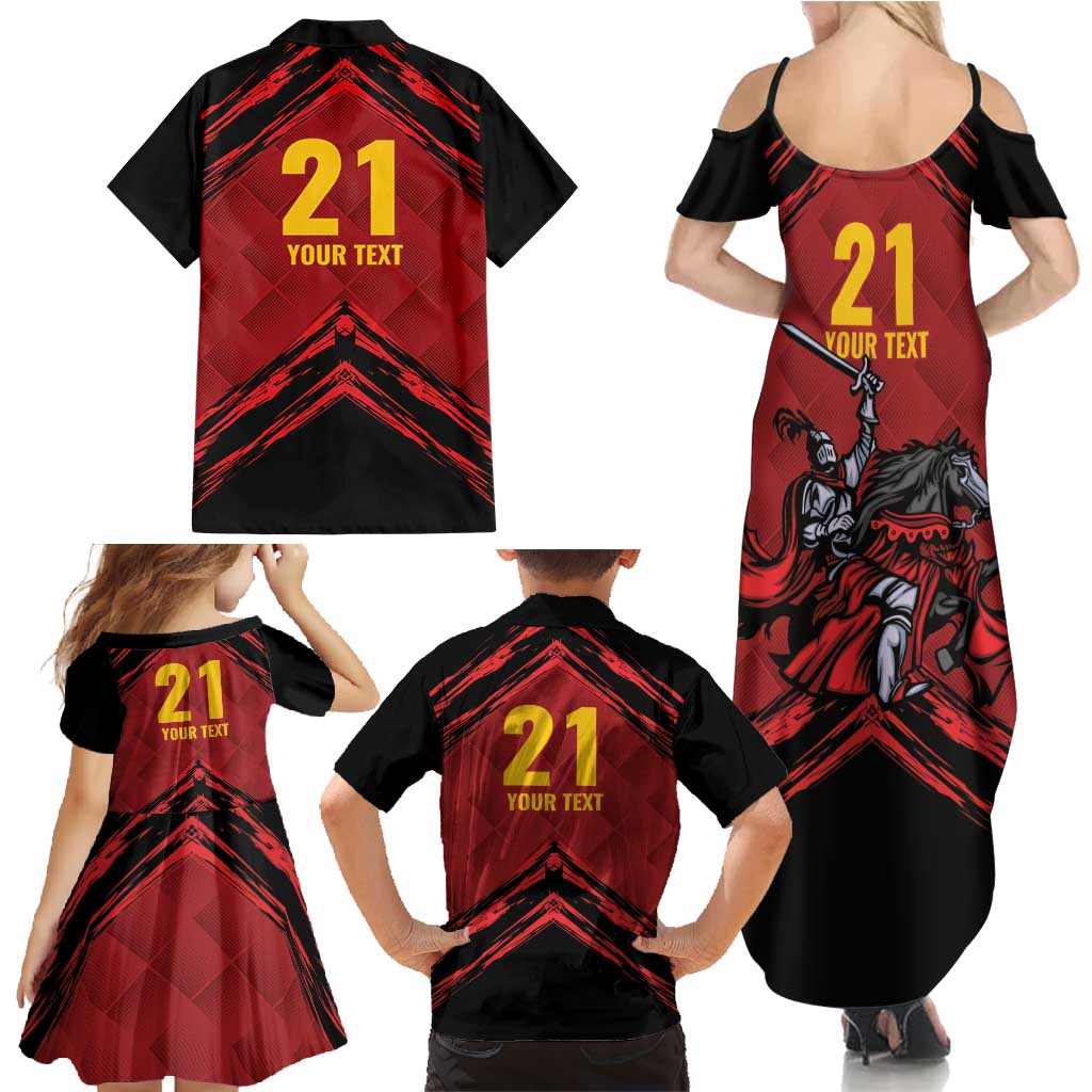 Custom Caribbean Cricket Trinidad and Tobago Cricket Family Matching Summer Maxi Dress and Hawaiian Shirt TKR Champions 2025 Red Edition - Wonder Print Shop