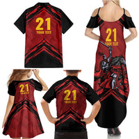 Custom Caribbean Cricket Trinidad and Tobago Cricket Family Matching Summer Maxi Dress and Hawaiian Shirt TKR Champions 2025 Red Edition - Wonder Print Shop