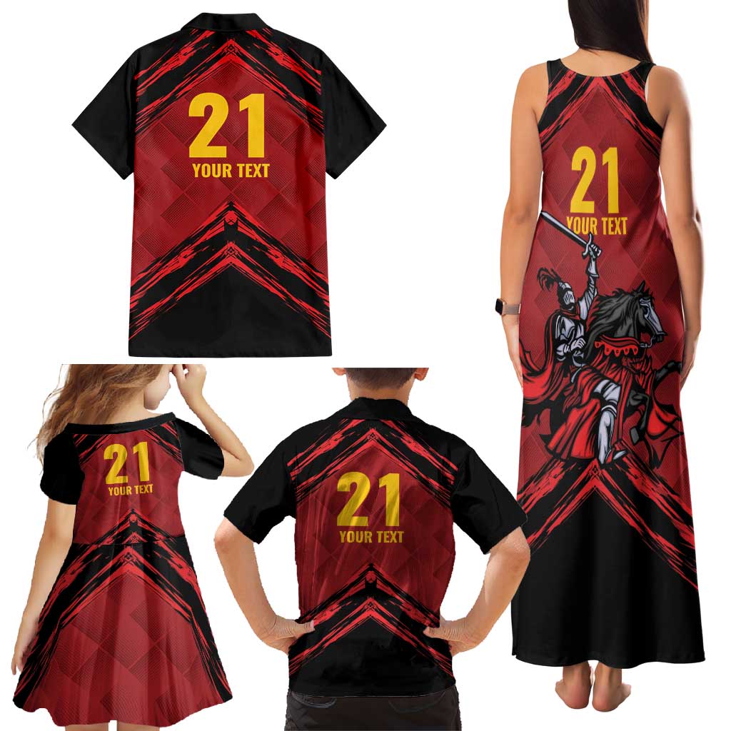 Custom Caribbean Cricket Trinidad and Tobago Cricket Family Matching Tank Maxi Dress and Hawaiian Shirt TKR Champions 2025 Red Edition - Wonder Print Shop
