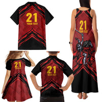 Custom Caribbean Cricket Trinidad and Tobago Cricket Family Matching Tank Maxi Dress and Hawaiian Shirt TKR Champions 2025 Red Edition - Wonder Print Shop