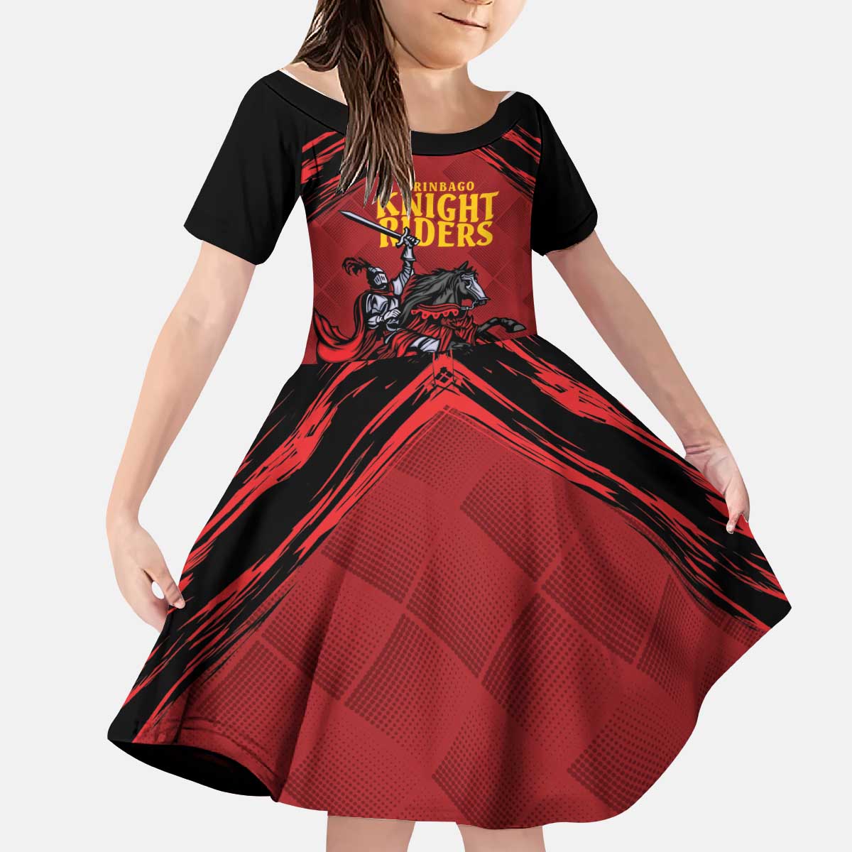 Custom Caribbean Cricket Trinidad and Tobago Cricket Kid Short Sleeve Dress TKR Champions 2025 Red Edition - Wonder Print Shop