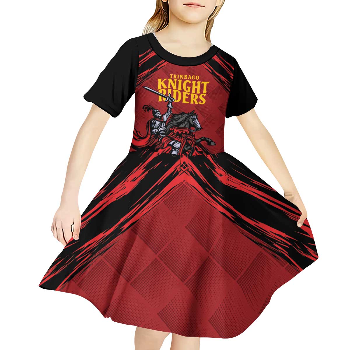 Custom Caribbean Cricket Trinidad and Tobago Cricket Kid Short Sleeve Dress TKR Champions 2025 Red Edition - Wonder Print Shop