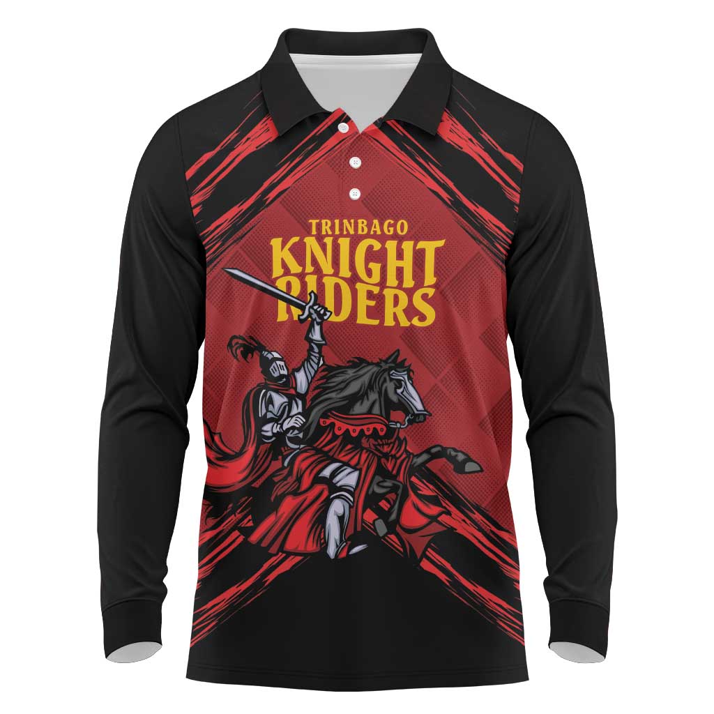 Custom Caribbean Cricket Trinidad and Tobago Cricket Long Sleeve Polo Shirt TKR Champions 2025 Red Edition - Wonder Print Shop