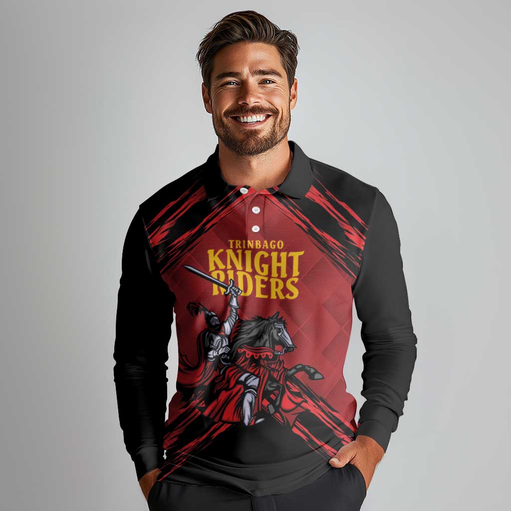 Custom Caribbean Cricket Trinidad and Tobago Cricket Long Sleeve Polo Shirt TKR Champions 2025 Red Edition - Wonder Print Shop