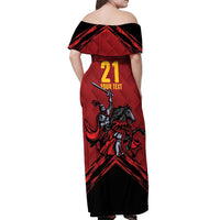 Custom Caribbean Cricket Trinidad and Tobago Cricket Off Shoulder Maxi Dress TKR Champions 2025 Red Edition - Wonder Print Shop
