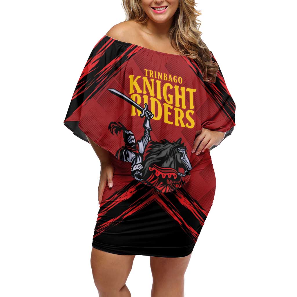 Custom Caribbean Cricket Trinidad and Tobago Cricket Off Shoulder Short Dress TKR Champions 2025 Red Edition - Wonder Print Shop