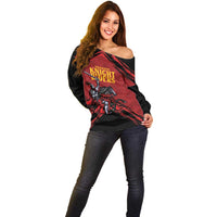 Custom Caribbean Cricket Trinidad and Tobago Cricket Off Shoulder Sweater TKR Champions 2025 Red Edition - Wonder Print Shop