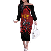 Custom Caribbean Cricket Trinidad and Tobago Cricket Off The Shoulder Long Sleeve Dress TKR Champions 2025 Red Edition - Wonder Print Shop