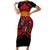 Custom Caribbean Cricket Trinidad and Tobago Cricket Short Sleeve Bodycon Dress TKR Champions 2025 Red Edition - Wonder Print Shop