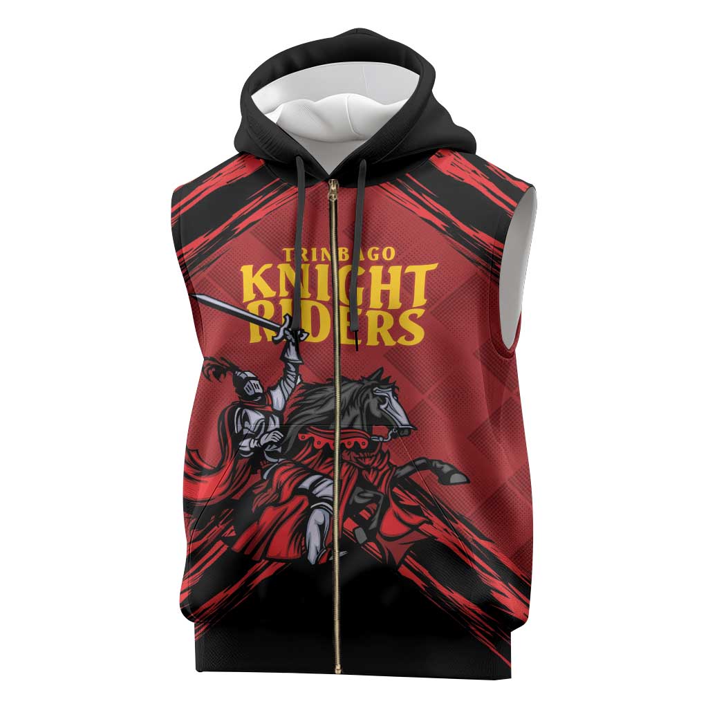Custom Caribbean Cricket Trinidad and Tobago Cricket Sleeveless Zip Hoodie TKR Champions 2025 Red Edition - Wonder Print Shop