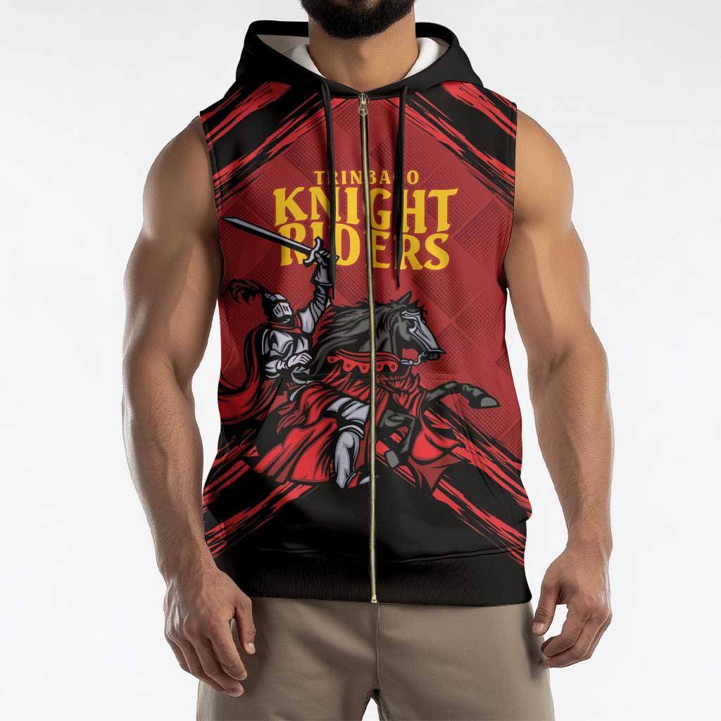 Custom Caribbean Cricket Trinidad and Tobago Cricket Sleeveless Zip Hoodie TKR Champions 2025 Red Edition - Wonder Print Shop