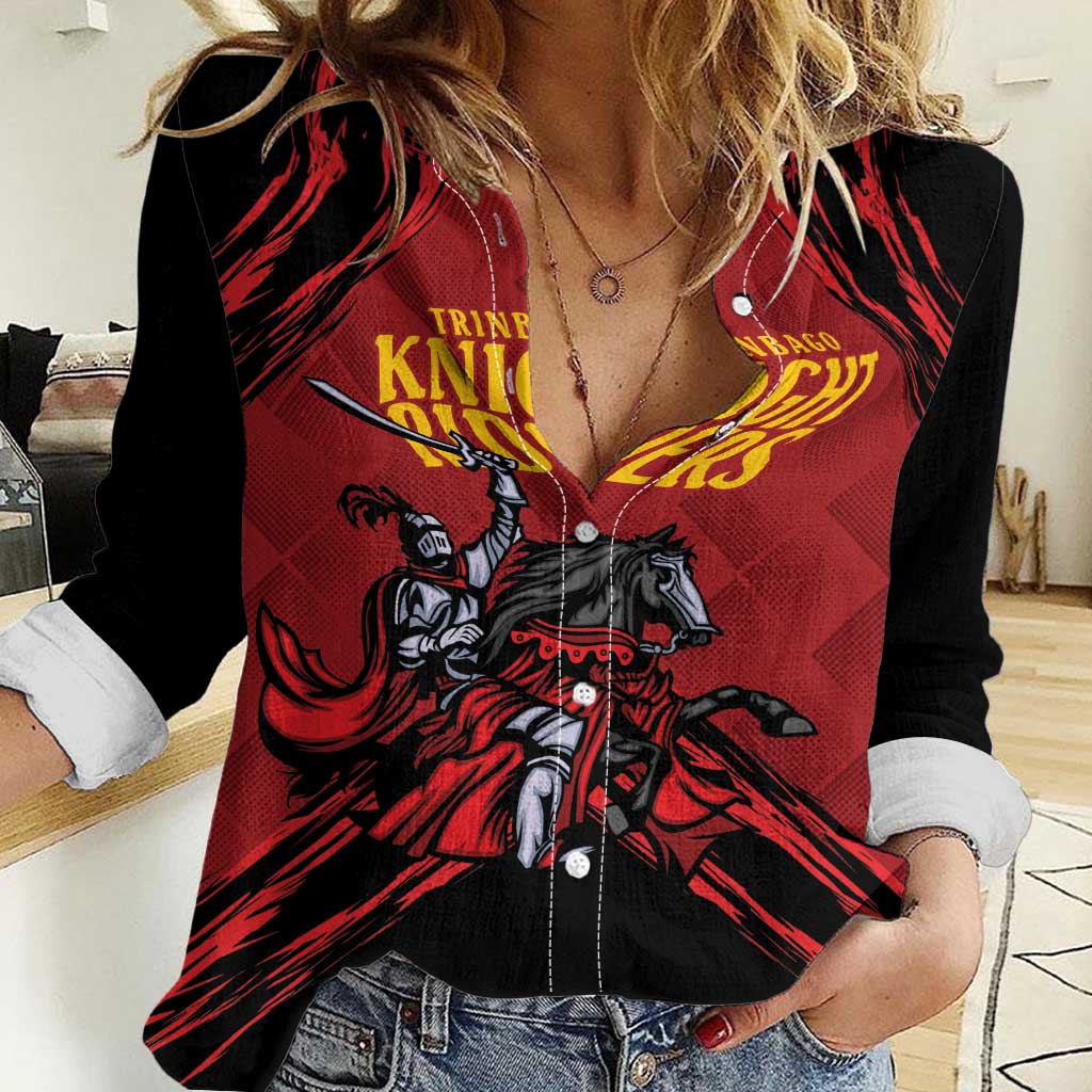 Custom Caribbean Cricket Trinidad and Tobago Cricket Women Casual Shirt TKR Champions 2025 Red Edition - Wonder Print Shop