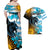Personalised Argentina Couples Matching Off Shoulder Maxi Dress and Hawaiian Shirt Los Pumas and Sol de Mayo Ceibo Flowers LT9 - Wonder Print Shop