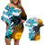 Personalised Argentina Couples Matching Off Shoulder Short Dress and Hawaiian Shirt Los Pumas and Sol de Mayo Ceibo Flowers LT9 - Wonder Print Shop
