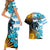 Personalised Argentina Couples Matching Short Sleeve Bodycon Dress and Hawaiian Shirt Los Pumas and Sol de Mayo Ceibo Flowers LT9 - Wonder Print Shop