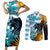 Personalised Argentina Couples Matching Short Sleeve Bodycon Dress and Long Sleeve Button Shirts Los Pumas and Sol de Mayo Ceibo Flowers LT9 - Wonder Print Shop