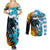 Personalised Argentina Couples Matching Summer Maxi Dress and Long Sleeve Button Shirts Los Pumas and Sol de Mayo Ceibo Flowers LT9 - Wonder Print Shop
