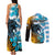 Personalised Argentina Couples Matching Tank Maxi Dress and Long Sleeve Button Shirts Los Pumas and Sol de Mayo Ceibo Flowers LT9 - Wonder Print Shop