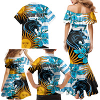 Personalised Argentina Family Matching Mermaid Dress and Hawaiian Shirt Los Pumas and Sol de Mayo Ceibo Flowers LT9 - Wonder Print Shop