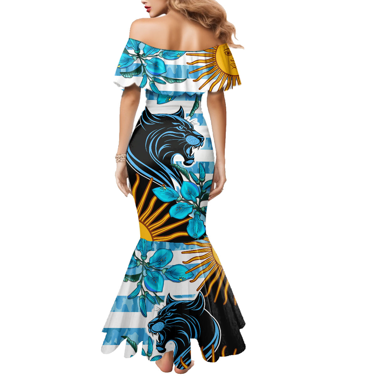 Personalised Argentina Family Matching Mermaid Dress and Hawaiian Shirt Los Pumas and Sol de Mayo Ceibo Flowers LT9 - Wonder Print Shop