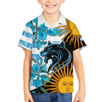 Personalised Argentina Family Matching Off Shoulder Maxi Dress and Hawaiian Shirt Los Pumas and Sol de Mayo Ceibo Flowers LT9 - Wonder Print Shop