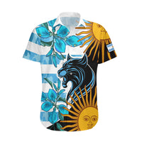Personalised Argentina Hawaiian Shirt Los Pumas and Sol de Mayo Ceibo Flowers - Wonder Print Shop
