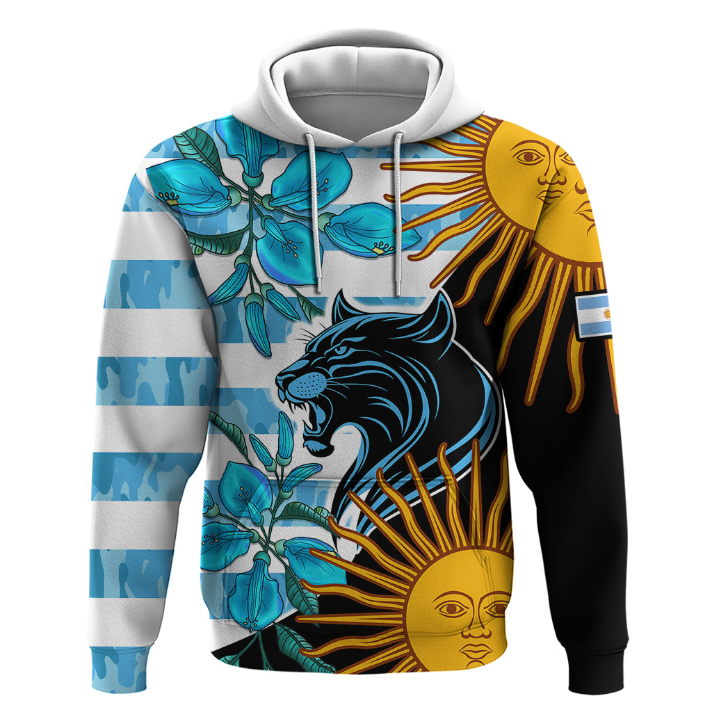 Personalised Argentina Hoodie Los Pumas and Sol de Mayo Ceibo Flowers - Wonder Print Shop
