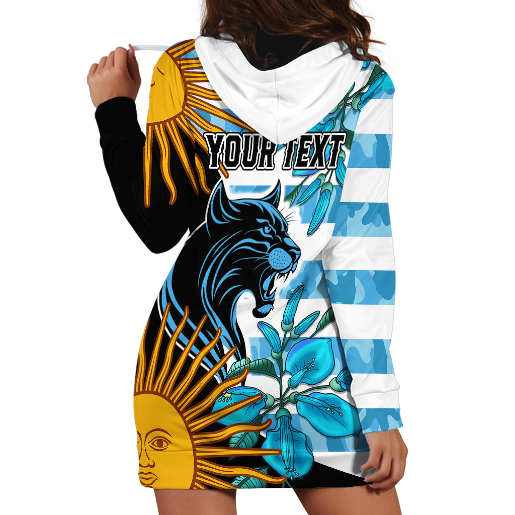 Personalised Argentina Hoodie Dress Los Pumas and Sol de Mayo Ceibo Flowers - Wonder Print Shop