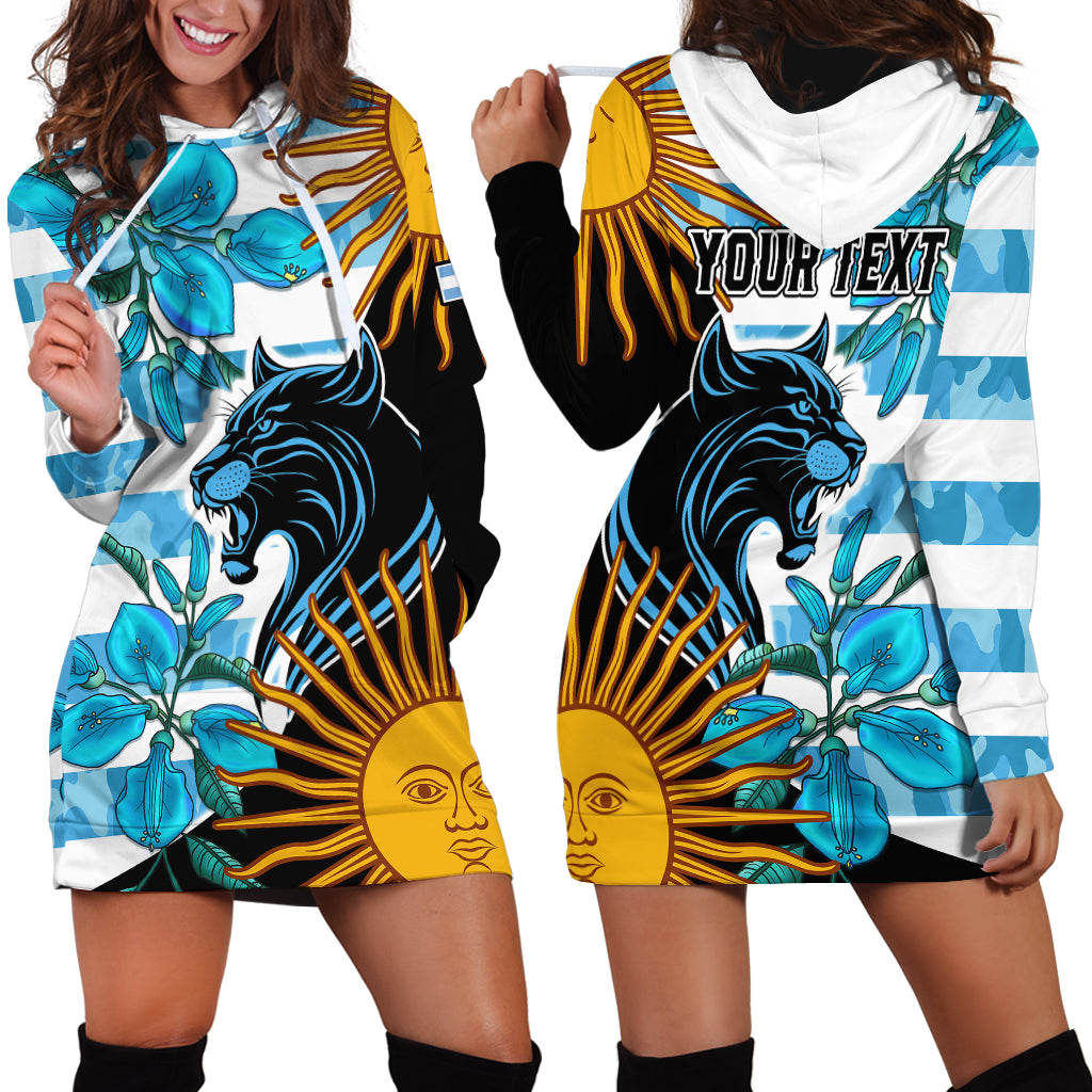 Personalised Argentina Hoodie Dress Los Pumas and Sol de Mayo Ceibo Flowers - Wonder Print Shop