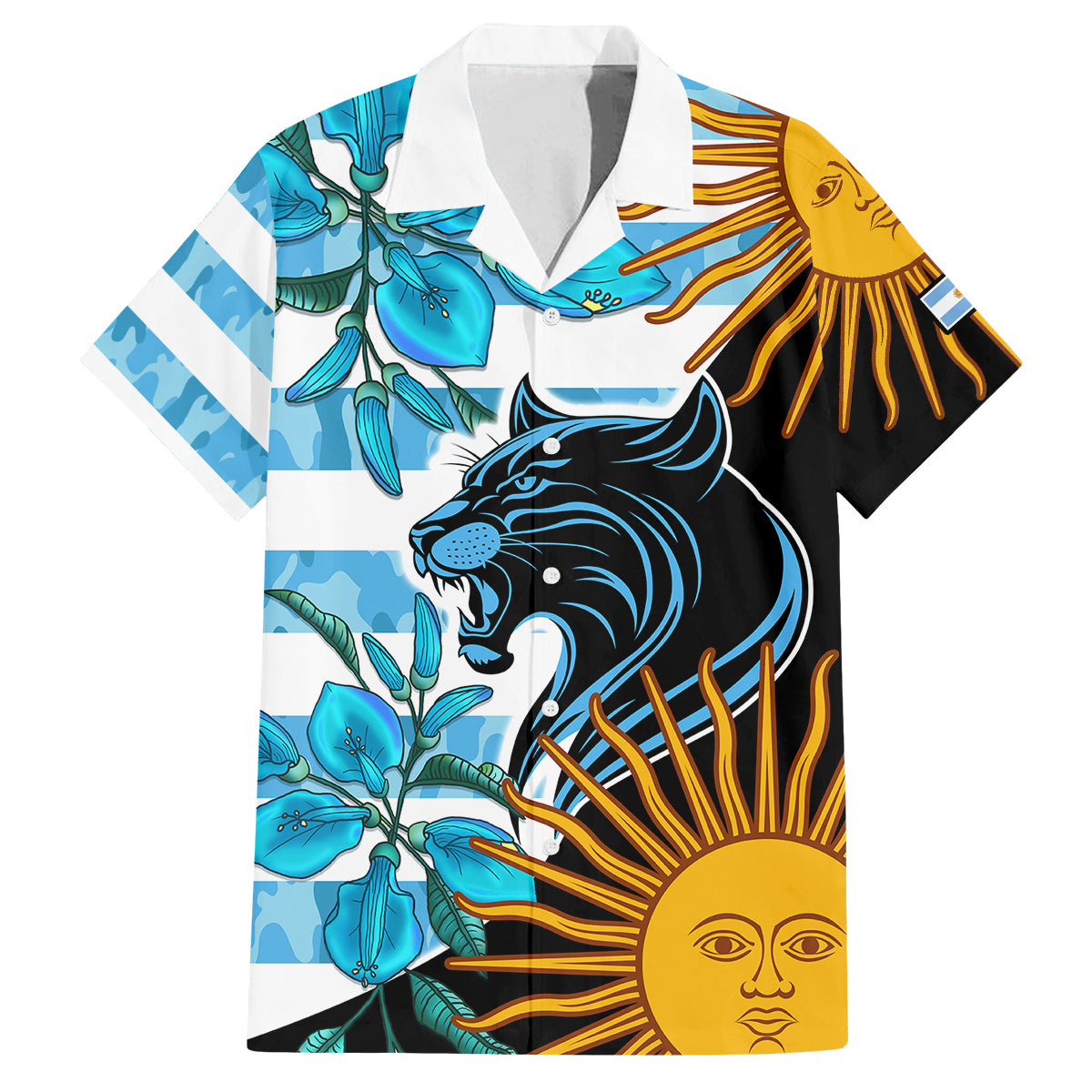 Personalised Argentina Kid Hawaiian Shirt Los Pumas and Sol de Mayo Ceibo Flowers - Wonder Print Shop