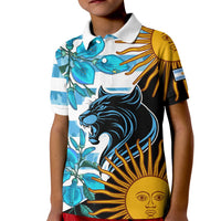 Personalised Argentina Kid Polo Shirt Los Pumas and Sol de Mayo Ceibo Flowers - Wonder Print Shop
