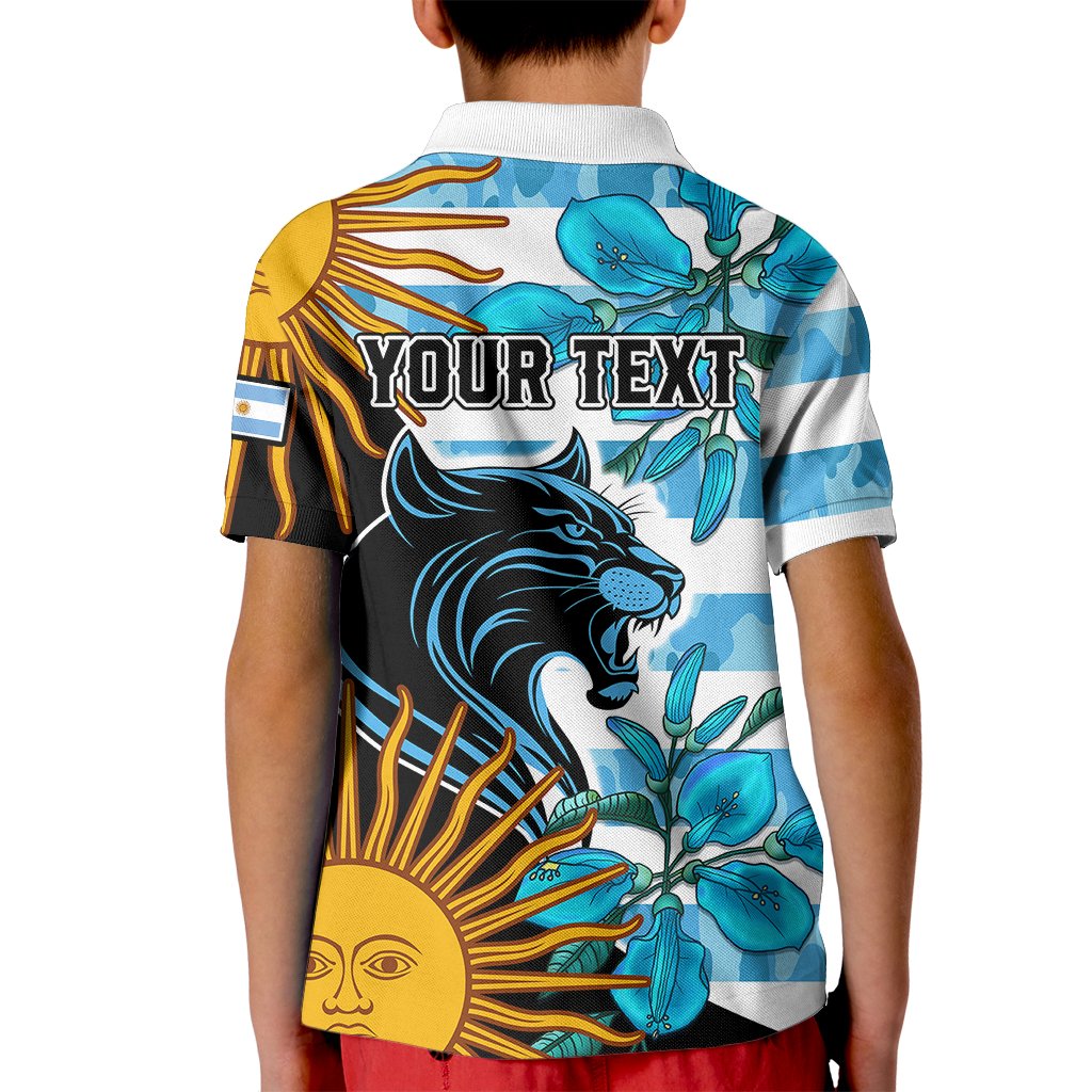 Personalised Argentina Kid Polo Shirt Los Pumas and Sol de Mayo Ceibo Flowers - Wonder Print Shop