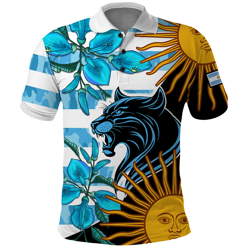 Personalised Argentina Polo Shirt Los Pumas and Sol de Mayo Ceibo Flowers - Wonder Print Shop
