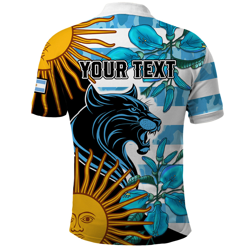 Personalised Argentina Polo Shirt Los Pumas and Sol de Mayo Ceibo Flowers - Wonder Print Shop