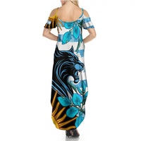 Personalised Argentina Summer Maxi Dress Los Pumas and Sol de Mayo Ceibo Flowers - Wonder Print Shop
