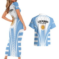 Argentina Rugby Couples Matching Short Sleeve Bodycon Dress and Hawaiian Shirt World Cup 2023 Los Pumas Go Champion LT9 - Wonder Print Shop