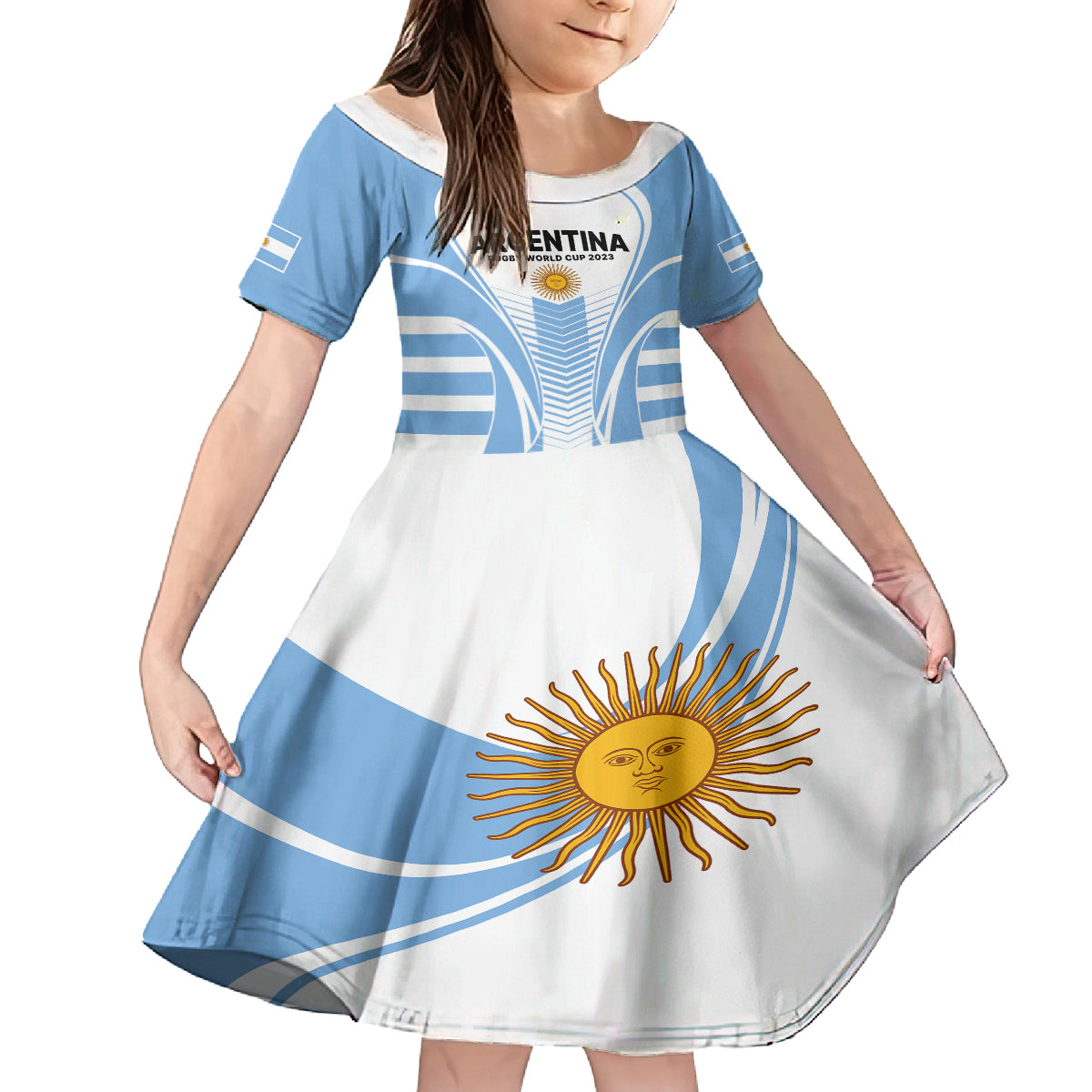 Argentina Rugby Family Matching Off Shoulder Short Dress and Hawaiian Shirt World Cup 2023 Los Pumas Go Champion LT9 - Wonder Print Shop