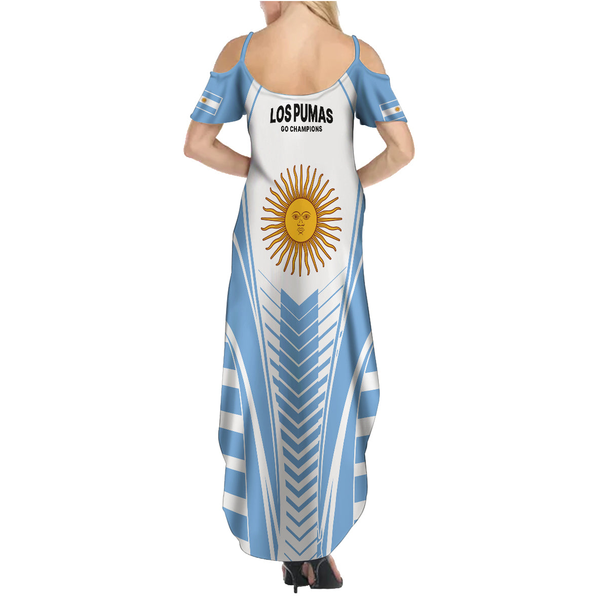 Argentina Rugby Family Matching Summer Maxi Dress and Hawaiian Shirt World Cup 2023 Los Pumas Go Champion - Wonder Print Shop